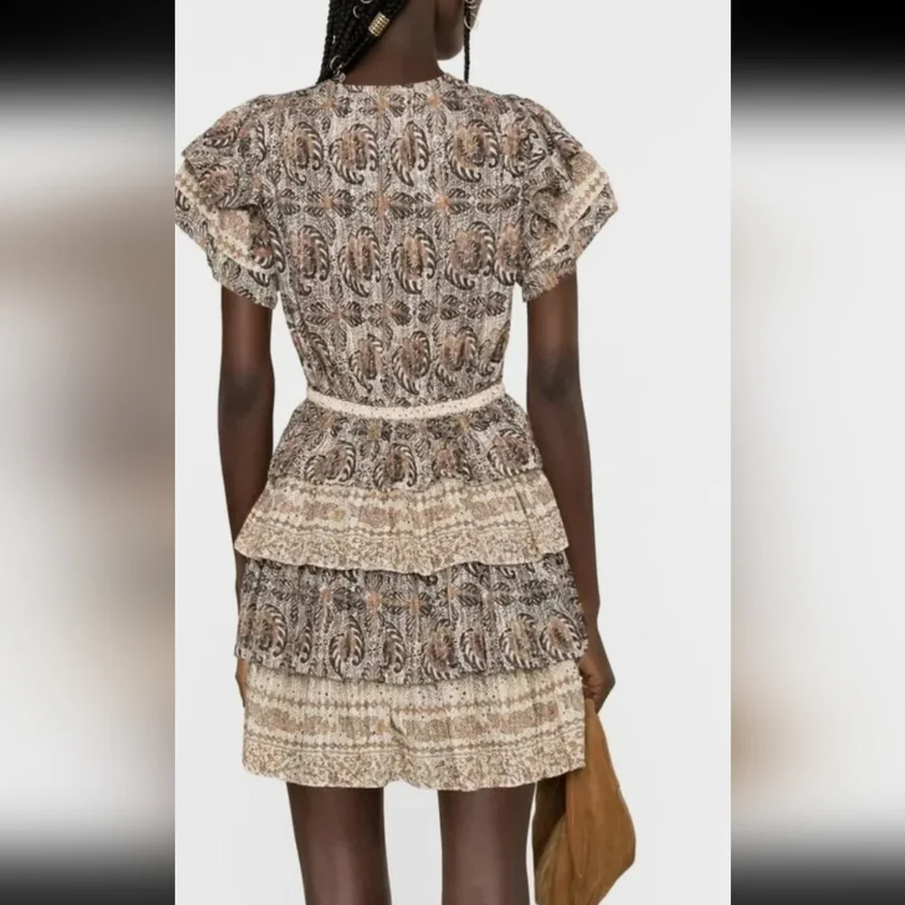 NWOT ULLA JOHNSON KAITLYN FLUTTER SLEEVE DRAWSTRING MINI DRESS IN YARROW - Picture 2 of 14